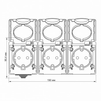 IP65 Triple schuko socket, surface mounting, Gray VIDEX BINERA VF-BNW23G-G