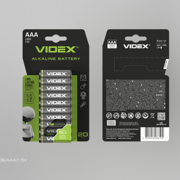 Alkaline battery VIDEX LR03/AAA 20pcs Blister Card 1,5V, 1200mAh