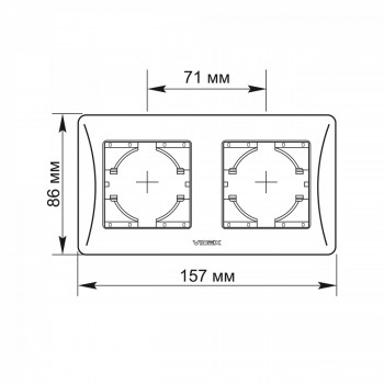 Frame black graphite 2 gang horizontal VIDEX BINERA VF-BNFR2H-BG
