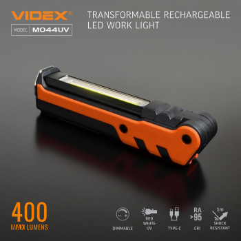 Multipurpose Rechargeable LED Flashlight (switching between Red and UV light) VIDEX VLF-M044UV