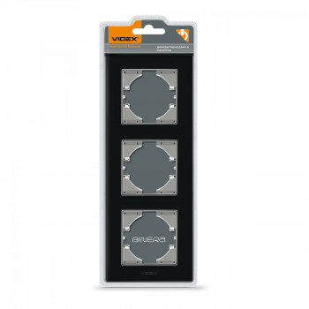 Frame black glass 3 gang vertical VIDEX BINERA VF-BNFRG3V-B