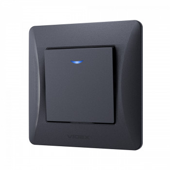 Switch 1 gang 1 way with LED backlight black graphite VIDEX BINERA VF-BNSW1L-BG