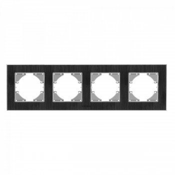 Frame black aluminum 4 gang horizontal VIDEX BINERA VF-BNFRA4H-B