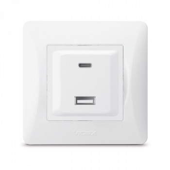 Socket USB-A + Type-C, Fast charging 20W white VIDEX BINERA VF-BNCHRUC20-W