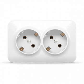 IP20 Double schuko socket, surface mounting, white VIDEX BINERA VF-BNS22G-W