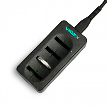Li-ion Button Cell Battery Charger Videx VCH-LC420, Li-ion: LIR2016, LIR2025, LIR2032
Input: USB Type-C, DC 5V/1A
Output: DC 4.2V, 60mA x4 
