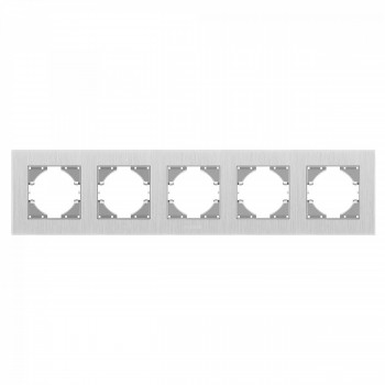 Frame silver aluminum 5 gang horizontal VIDEX BINERA VF-BNFRA5H-SL