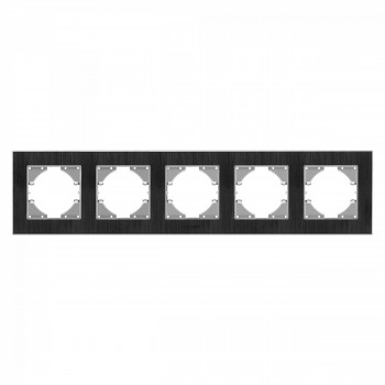 Frame black aluminum 5 gang horizontal VIDEX BINERA VF-BNFRA5H-B