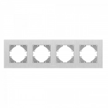 Frame silver aluminum 4 gang horizontal VIDEX BINERA VF-BNFRA4H-SL