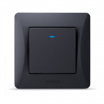 Switch 1 gang 1 way with LED backlight black graphite VIDEX BINERA VF-BNSW1L-BG