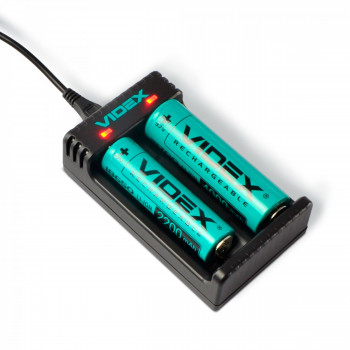 Universal battery charger Videx VCH-L201, Li-ion/IMR: 26650, 22650, 26500, 18650, 18500, 17670, 17500, 17335, 16340(123А), 14500, 10440
Input: Micro USB DC 5V/1A, 5V/2A
Output: DC 4.2V 1000mA x2 