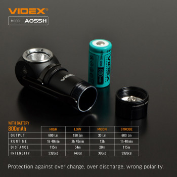 LED Portable Flashlight VIDEX VLF-A055H 600Lm 5700K
