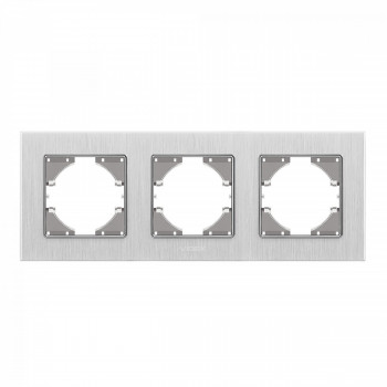 Frame silver aluminum 3 gang horizontal VIDEX BINERA VF-BNFRA3H-SL