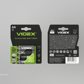 Alkaline battery Videx LR6/AA 4pcs Blister Card 1,5V, 2600mAh