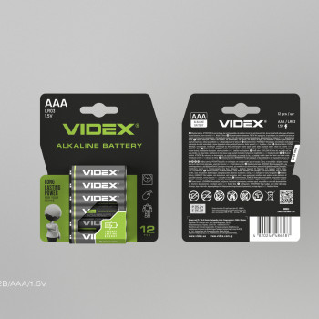 Alkaline battery VIDEX LR03/AAA 12pcs Blister Card 1,5V, 1200mAh