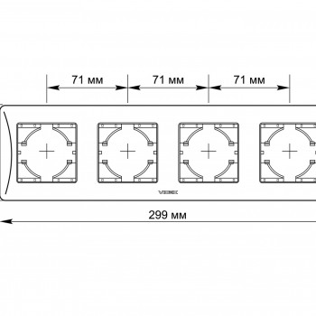 Frame black graphite 4 gang horizontal VIDEX BINERA VF-BNFR4H-BG