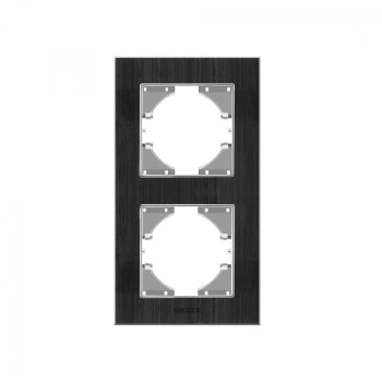 Frame black Aluminum 2 gang vertical VIDEX BINERA VF-BNFRA2V-B