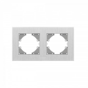 Frame silver aluminum 2 gang vertical VIDEX BINERA VF-BNFRA2V-SL