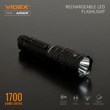 LED Portable Flashlight VIDEX VLF-A156R 1700Lm 6500K
