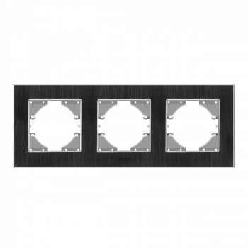 Frame black aluminum 3 gang horizontal VIDEX BINERA VF-BNFRA3H-B