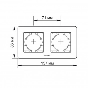 Frame red glass 2 gang horizontal VIDEX BINERA VF-BNFRG2H-RD
