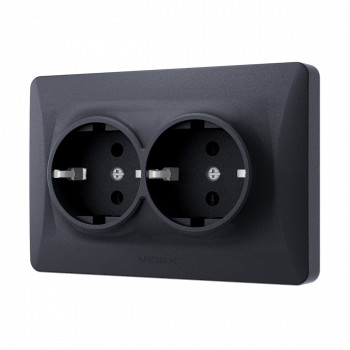 Socket double schuko black graphite VIDEX BINERA VF-BNSK2G-BG