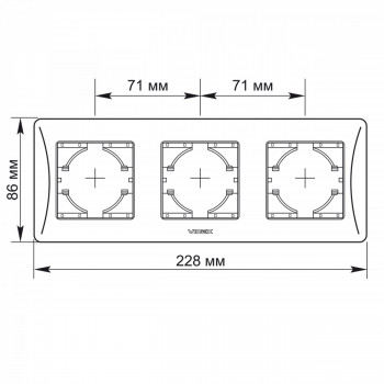 Frame black graphite 3 gang horizontal VIDEX BINERA VF-BNFR3H-BG