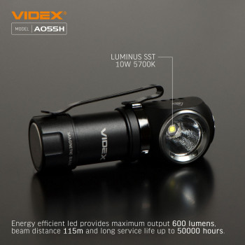 LED Portable Flashlight VIDEX VLF-A055H 600Lm 5700K