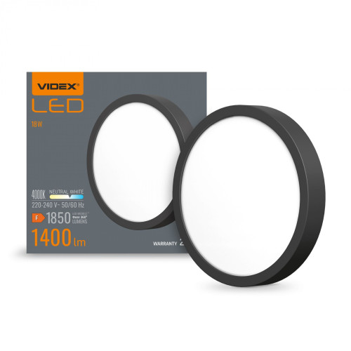 LED Surface Downlight Fixture VIDEX DOWNLIGHT-LED-DLRS-BLACK-18W-NW VLE-DLRS-184B