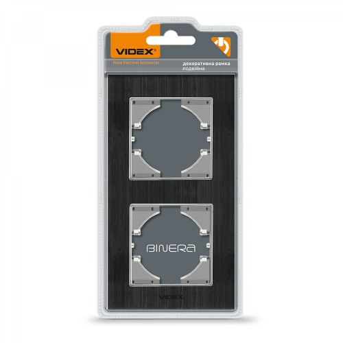 Frame black Aluminum 2 gang vertical VIDEX BINERA VF-BNFRA2V-B