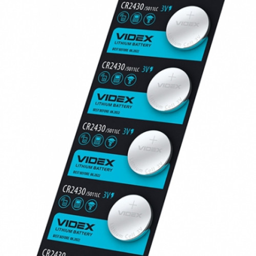 Lithium battery Videx CR2430 5pcs BLISTER CARD, 3V, 290mAh