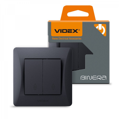 Switch 2 gang 2 way black graphite VIDEX BINERA VF-BNSW2P-BG