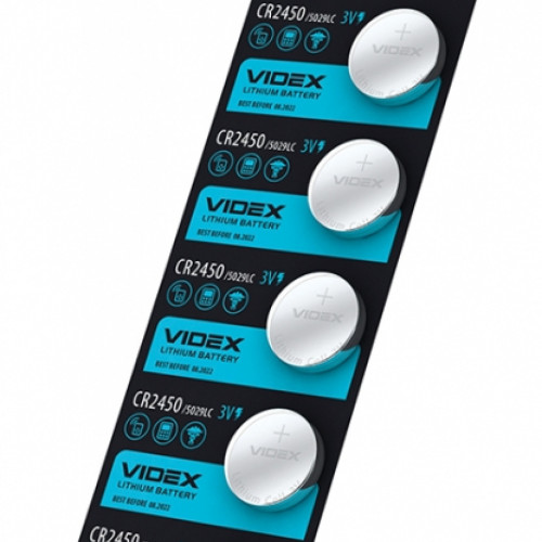 Lithium battery Videx CR2450 5pcs BLISTER CARD, 3V, 580mAh
