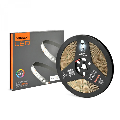 LED strip 10m, DC 12V, 120W, 1440Lm, 4000K (Ra98) IP20, VIDEX VL-LST28144-12124-B10