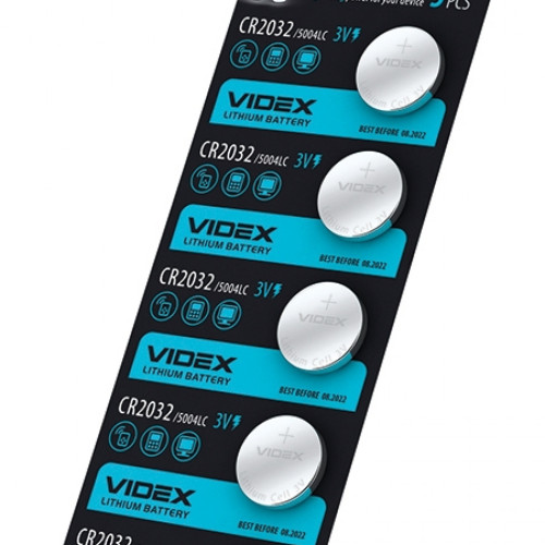 Lithium battery Videx CR2032 5pcs BLISTER CARD, 3V, 220mAh