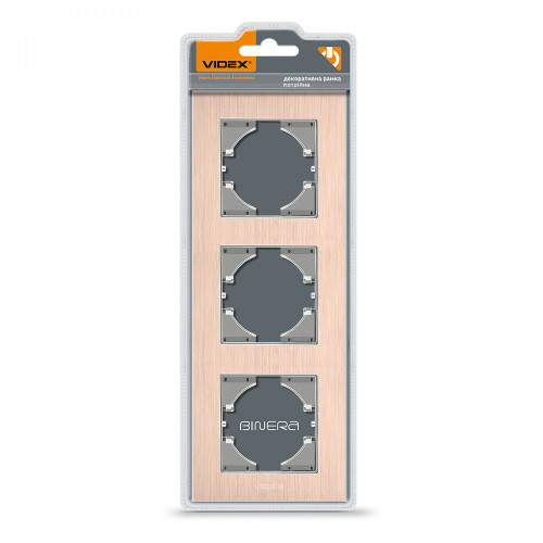 Frame copper aluminum 3 gang vertical VIDEX BINERA VF-BNFRA3V-CP
