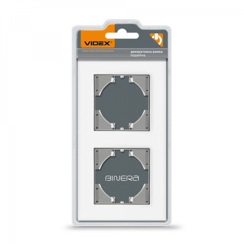 Frame white glass 2 gang horizontal VIDEX BINERA VF-BNFRG2H-W