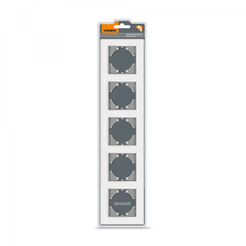 Frame white glass 5 gang horizontalя VIDEX BINERA VF-BNFRG5H-W