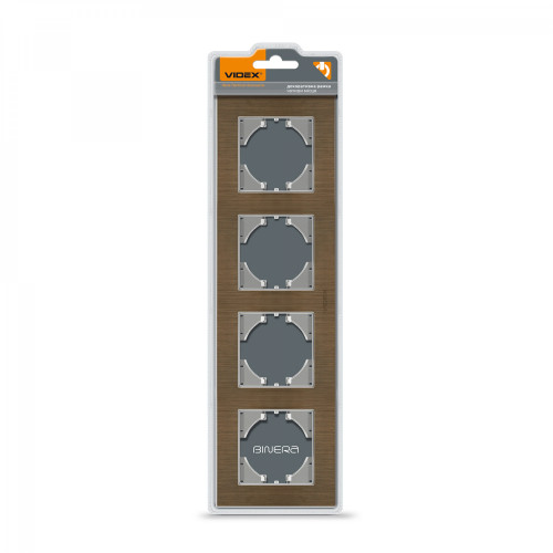 Frame chocolate aluminum 4 gang horizontal VIDEX BINERA VF-BNFRA4H-CH