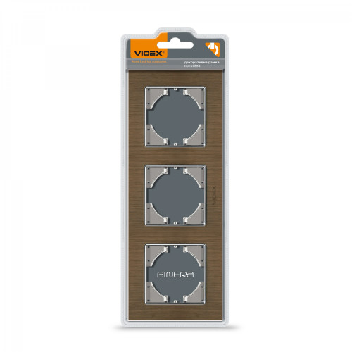 Frame chocolate aluminum 3 gang horizontal VIDEX BINERA VF-BNFRA3H-CH