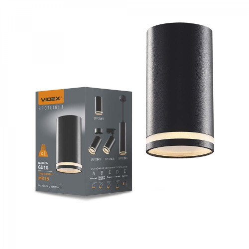 Ceiling spotlight luminaire VIDEX-GU10-CARMELO-BLACK VL-SPF05A-B