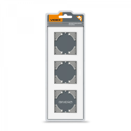 Frame white glass 3 gang horizontal VIDEX BINERA VF-BNFRG3H-W