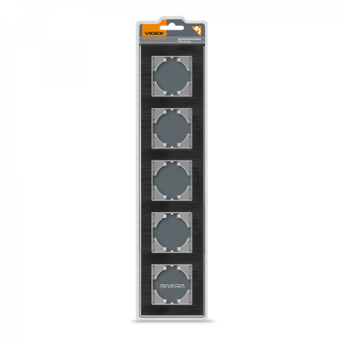 Frame black aluminum 5 gang horizontal VIDEX BINERA VF-BNFRA5H-B