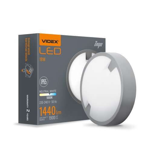 LED Bulkhead Light VIDEX BULKHEAD-LED INGA-18W-NW VLE-BH12R-185