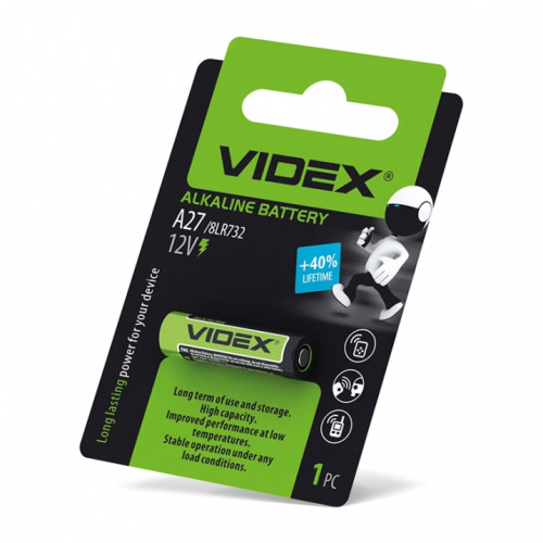 Alkaline battery Videx А27 1pcs BLISTER CARD 12V, 26mAh