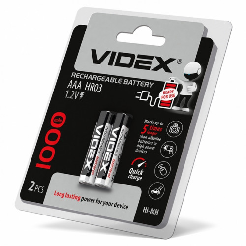 Batteries Videx HR03/AAA 1000mAh double blister/2pcs 