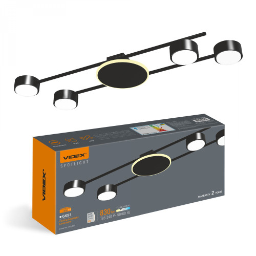Ceiling spotlight luminaire VIDEX for 4xGX53 lamp with backlight VL-SPF21B-BB