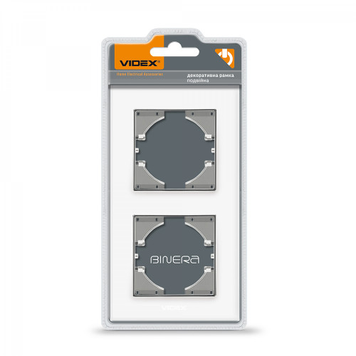 Frame white glass 2 gang vertical VIDEX BINERA VF-BNFRG2V-W