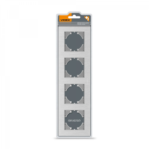 Frame silver aluminum 4 gang horizontal VIDEX BINERA VF-BNFRA4H-SL