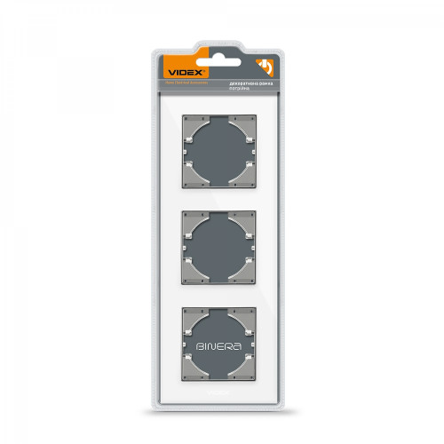 Frame white glass 3 gang vertical VIDEX BINERA VF-BNFRG3V-W